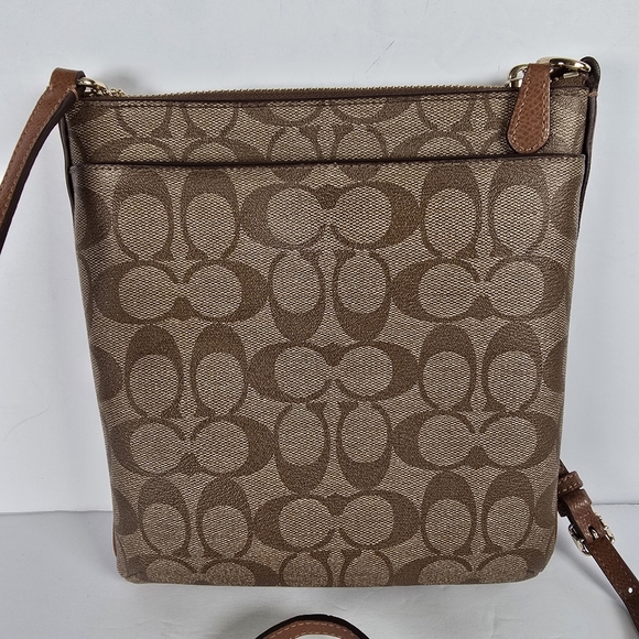 Coach Handbags - NWOT Coach Brown Signature North/South Crossbody Bag Adjustable Strap Zip Close
